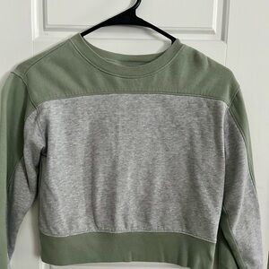 Cozy Athletic Works Fleece Colorblock Sweatshirt Sage Green & Grey Pullover